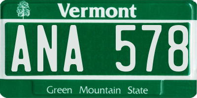 VT license plate ANA578