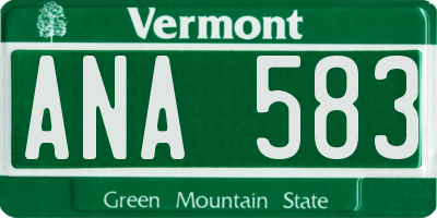 VT license plate ANA583
