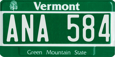 VT license plate ANA584