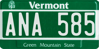 VT license plate ANA585