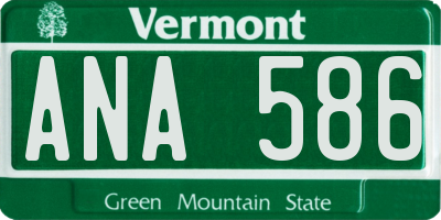 VT license plate ANA586