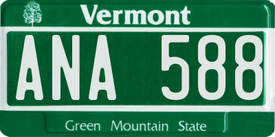 VT license plate ANA588