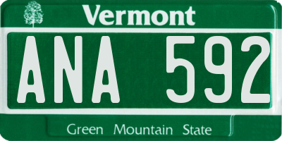 VT license plate ANA592