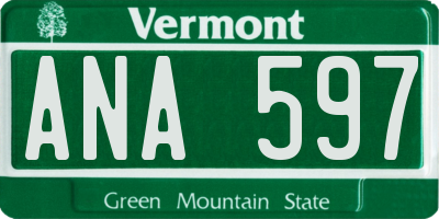 VT license plate ANA597