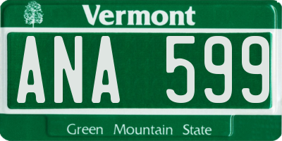 VT license plate ANA599