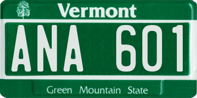 VT license plate ANA601