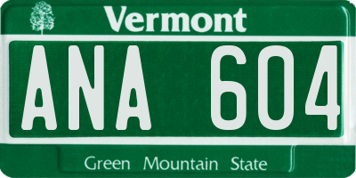 VT license plate ANA604