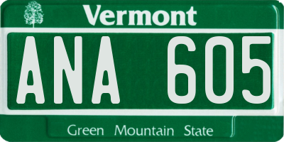VT license plate ANA605