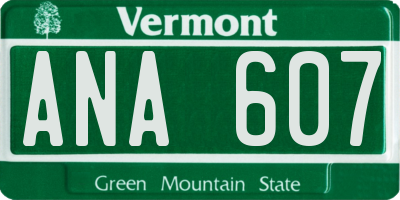 VT license plate ANA607