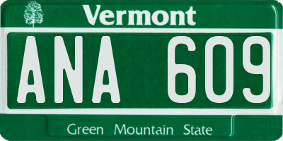 VT license plate ANA609