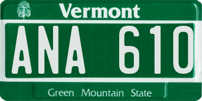 VT license plate ANA610