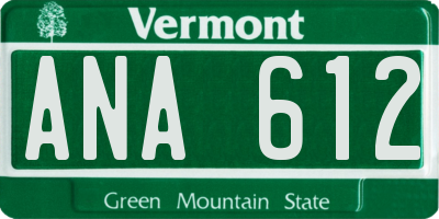 VT license plate ANA612