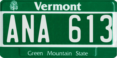VT license plate ANA613