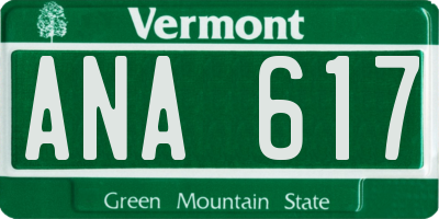 VT license plate ANA617