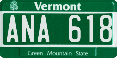 VT license plate ANA618