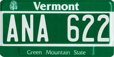 VT license plate ANA622