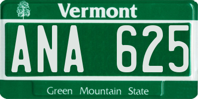VT license plate ANA625