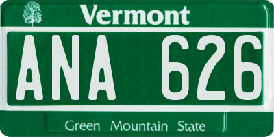 VT license plate ANA626