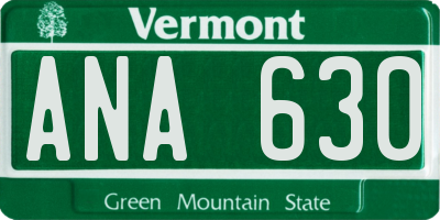 VT license plate ANA630