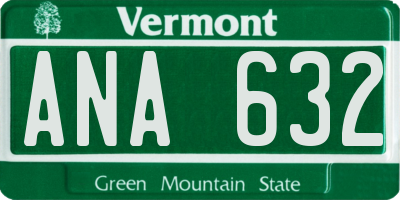 VT license plate ANA632
