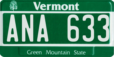VT license plate ANA633