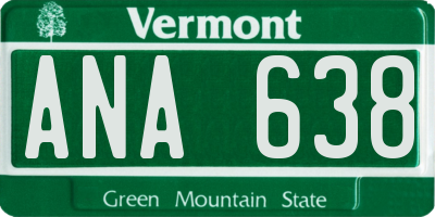 VT license plate ANA638