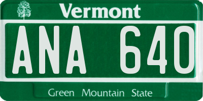 VT license plate ANA640