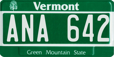 VT license plate ANA642