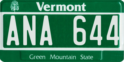 VT license plate ANA644
