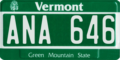 VT license plate ANA646