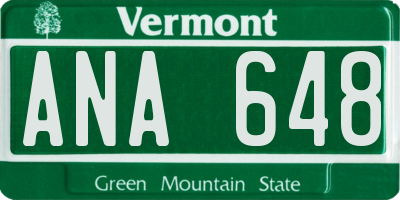 VT license plate ANA648