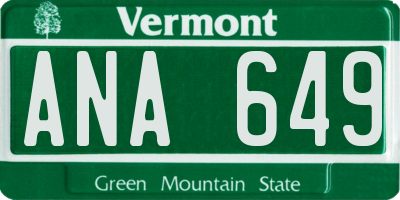 VT license plate ANA649