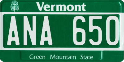 VT license plate ANA650