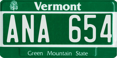 VT license plate ANA654