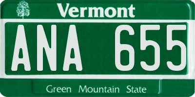 VT license plate ANA655