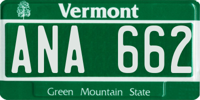VT license plate ANA662