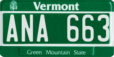 VT license plate ANA663