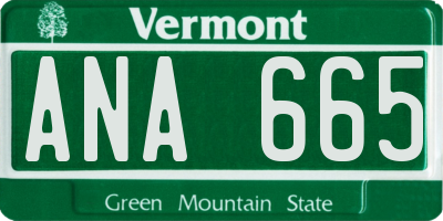 VT license plate ANA665