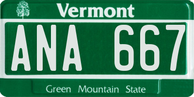 VT license plate ANA667
