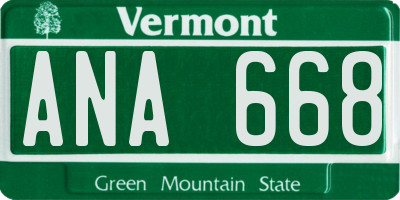 VT license plate ANA668