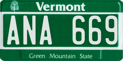 VT license plate ANA669