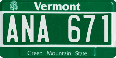 VT license plate ANA671