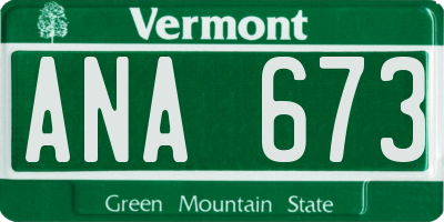 VT license plate ANA673