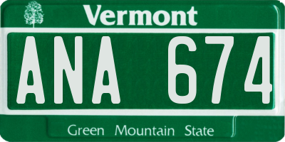 VT license plate ANA674