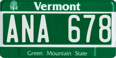 VT license plate ANA678