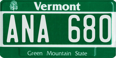 VT license plate ANA680
