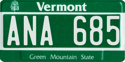 VT license plate ANA685
