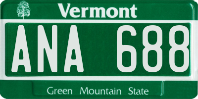 VT license plate ANA688