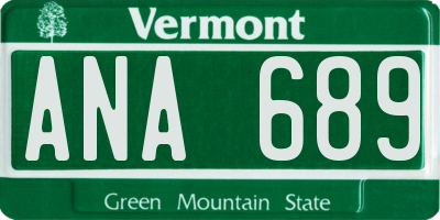 VT license plate ANA689