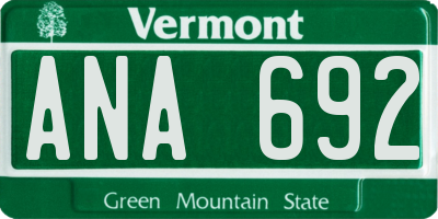 VT license plate ANA692